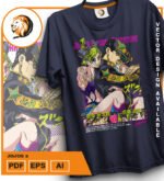 Plantilla diseño de camisetas vectoriales de anime Jojos 2 - Imagen 2