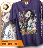 Plantilla diseño de camisetas vectoriales de anime Demon Shinobu - Imagen 2