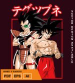 Plantilla diseño de camisetas vectoriales de anime Bola Dragon brothers