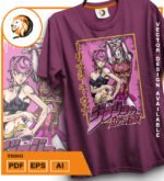 Plantilla diseño de camisetas vectoriales de anime Jojos trish - Imagen 2