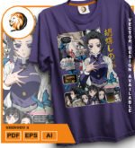 Plantilla diseño de camisetas vectoriales de anime Demon Shinobu 2 - Imagen 2