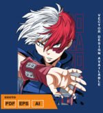 Plantilla diseño de camisetas vectoriales de anime My Heroe Todoroki