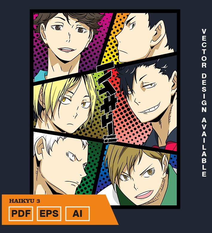 YITIYTI Plantilla diseño de camisetas vectoriales de anime Haikyu 3 - Imagen 1