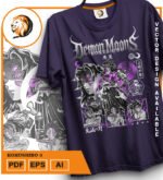 Plantilla diseño de camisetas vectoriales de anime Demon kokushibo 3 - Imagen 2