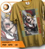 Plantilla diseño de camisetas vectoriales de anime Chainsaw 6 - Imagen 2