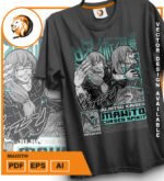 Plantilla diseño de camisetas vectoriales de anime Jujutsu Mahito - Imagen 2