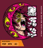 Plantilla diseño de camisetas vectoriales de anime Demon kokushibo