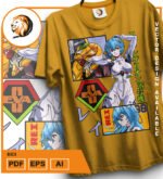 Plantilla diseño de camisetas vectoriales de anime Eva Rei - Imagen 2