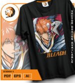 Plantilla diseño de camisetas vectoriales de anime Bleach Ichigo 6 - Imagen 2