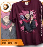 Plantilla diseño de camisetas vectoriales de anime Jujutsu Sukuna 2 - Imagen 2
