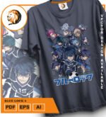 Plantilla diseño de camisetas vectoriales de anime Blue 3 - Imagen 2