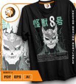 Plantilla diseño de camisetas vectoriales de anime Kaiju 4 - Imagen 2