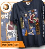 Plantilla diseño de camisetas vectoriales de anime Haikyu kageyama - Imagen 2