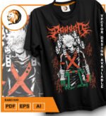 Plantilla diseño de camisetas vectoriales de anime My Heroe Bakugo - Imagen 2