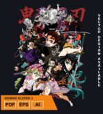 Plantilla diseño de camisetas vectoriales de anime Demon 3