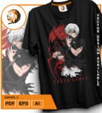 Plantilla diseño de camisetas vectoriales de anime ghoul 3 - Imagen 2