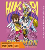 Plantilla diseño de camisetas vectoriales de anime Digi angewomon