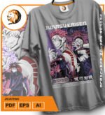 Plantilla diseño de camisetas vectoriales de anime Jujutsu - Imagen 2
