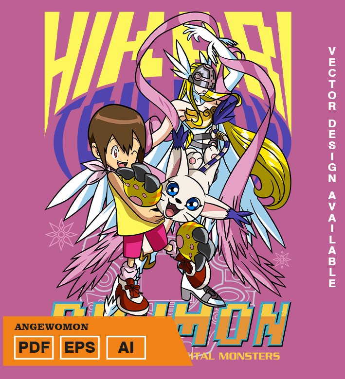 YREYREY Plantilla diseño de camisetas vectoriales de anime Digi angewomon - Imagen 1