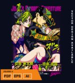 Plantilla diseño de camisetas vectoriales de anime Jojos 2