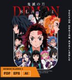 Plantilla diseño de camisetas vectoriales de anime Demon 5