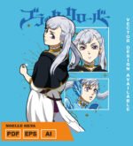 Plantilla diseño de camisetas vectoriales de anime Black Noelle