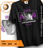 Plantilla diseño de camisetas vectoriales de anime Ataque Levi - Imagen 2
