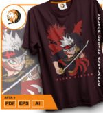 Plantilla diseño de camisetas vectoriales de anime Black Asta 6 - Imagen 2