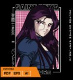 Plantilla diseño de camisetas vectoriales de anime Caballeros Pandora