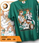 Plantilla diseño de camisetas vectoriales de anime Bleach Orihime - Imagen 2