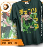 Plantilla diseño de camisetas vectoriales de anime Chainsaw 8 - Imagen 2