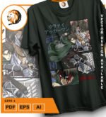 Plantilla diseño de camisetas vectoriales de anime Ataque Levi 4 - Imagen 2