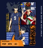 Plantilla diseño de camisetas vectoriales de anime Haikyu kageyama