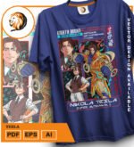 Plantilla diseño de camisetas vectoriales de anime Record Tesla - Imagen 2