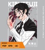 Plantilla diseño de camisetas vectoriales de anime Demon Muzan