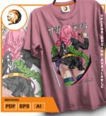 Plantilla diseño de camisetas vectoriales de anime Demon Mitsuri - Imagen 2