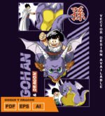 Plantilla diseño de camisetas vectoriales de anime Bola Dragon gohan