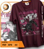 Plantilla diseño de camisetas vectoriales de anime Jujutsu Sukuna - Imagen 2