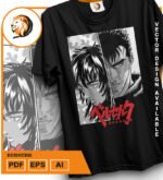 Plantilla diseño de camisetas vectoriales de anime Berserk - Imagen 2