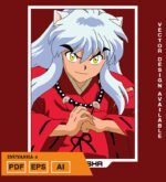 Plantilla diseño de camisetas vectoriales de anime Inuyasha 4