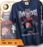 Plantilla diseño de camisetas vectoriales de anime Jujutsu Yuji - Imagen 2