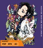 Plantilla diseño de camisetas vectoriales de anime Demon Shinobu