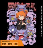 Plantilla diseño de camisetas vectoriales de anime poke misty