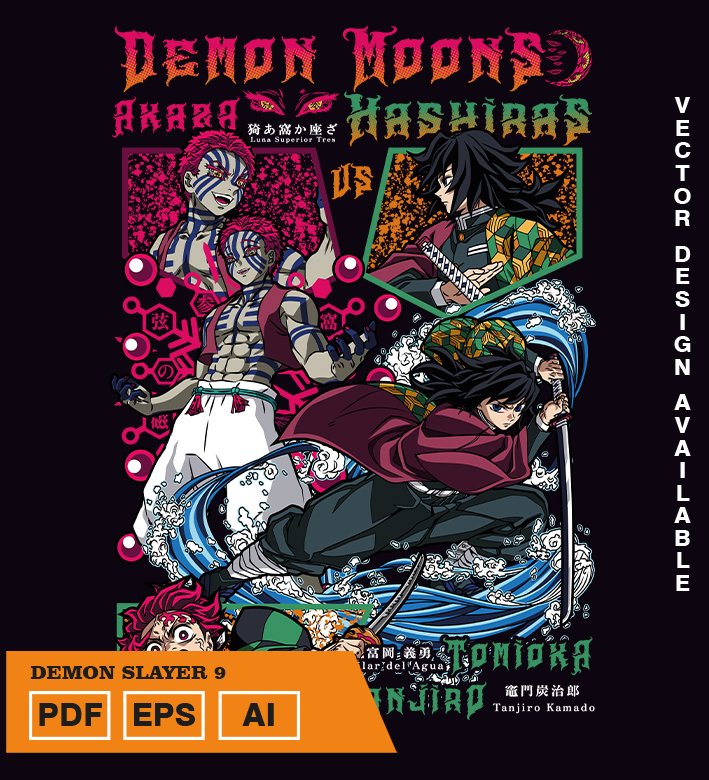 YURTUTR Plantilla diseño de camisetas vectoriales de anime Demon 9 - Imagen 1