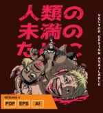 Plantilla diseño de camisetas vectoriales de anime Ataque Mikaza 4