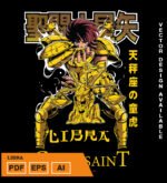 Plantilla diseño de camisetas vectoriales de anime Caballeros dokho2