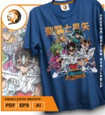Plantilla diseño de camisetas vectoriales de anime Caballeros Bronce - Imagen 2