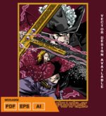 Plantilla diseño de camisetas vectoriales de anime Una Pieza Mihawk