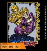 Plantilla diseño de camisetas vectoriales de anime Jojos 4