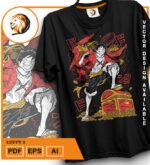 Plantilla diseño de camisetas vectoriales de anime Una Pieza luffy 5 - Imagen 2